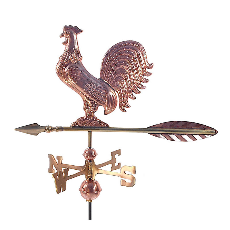 Girouette Speake Rooster, H 41 po x l 18 po x p 36 po, Cuivre