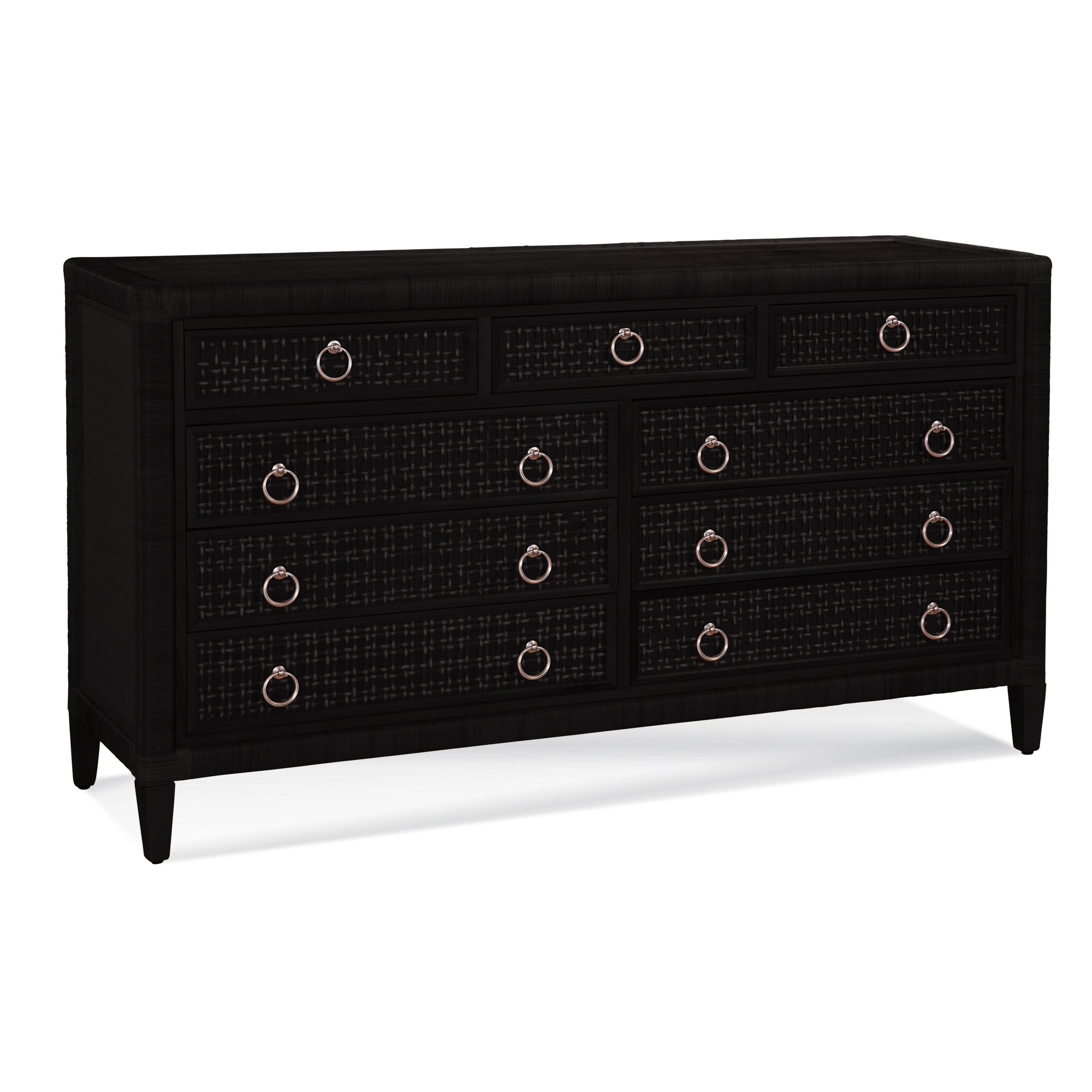 Monterey 9 Drawer 64'' W Dresser, Antique Black, No, Satin Nickel