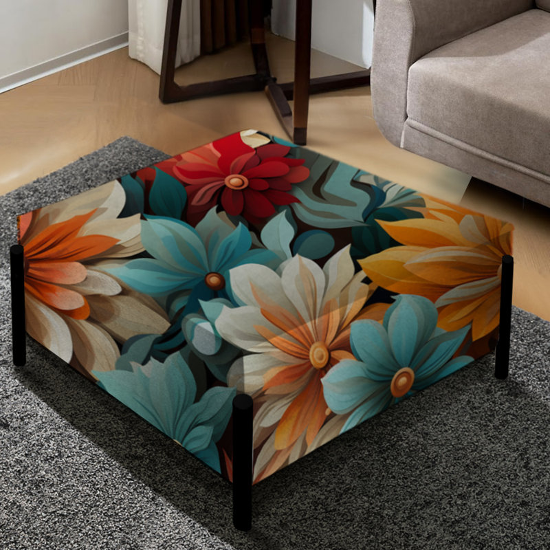 Grand repose-pieds carré bleu Poupart