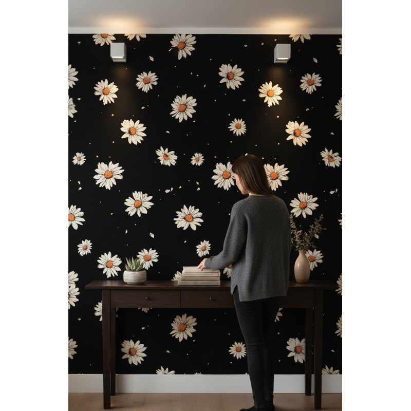 Papier peint floral avec motif de marguerites modernes