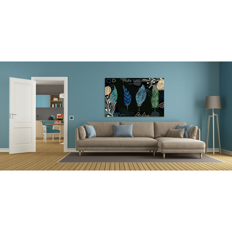 Feather Watercolor Collection - reproduction sur toile tendue, H 12 po x l 18 po x P 1,5 po
