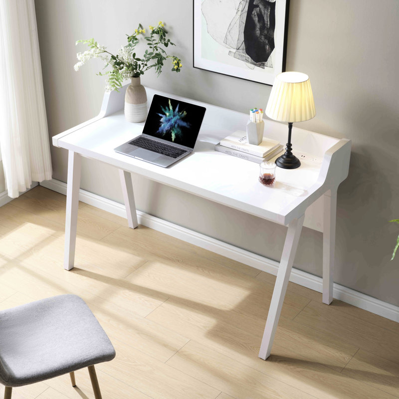 Home Office Workstation With Grounded Outlet And Entry Writing Table Power Socket