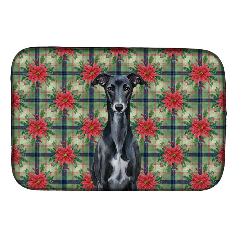 Tapis de vaisselle Black Whippet Christmas PoinsettIas
