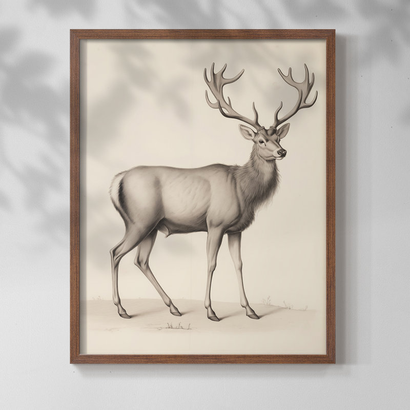 Imprimé animalier rétro III - impression encadrée, Noyer, H 10 po x l 8 po