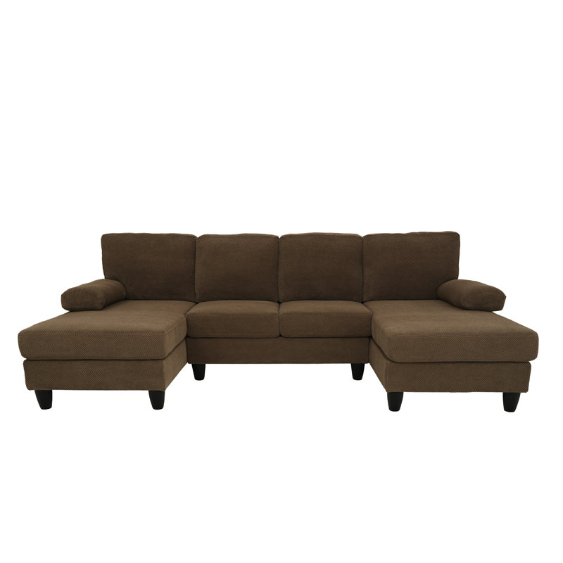 104" U Shape Sectional Sofa Cloud Couch, Coffee Polyester