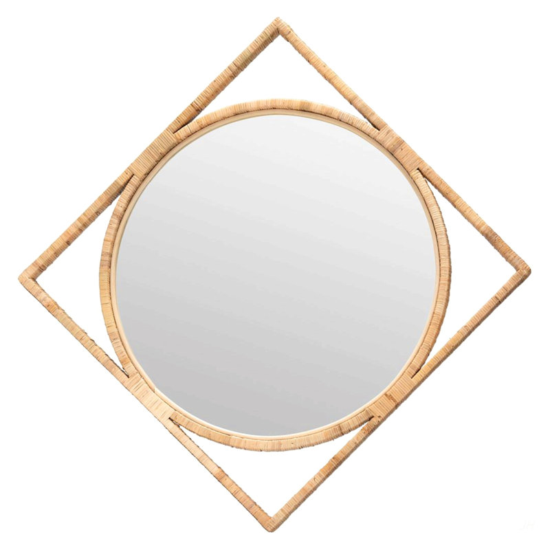 Japandi Natural Rattan Wall Mirror
