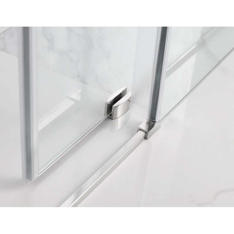 Polished Chrome Frameless Sliding Shower Enclosure with Clear Glass