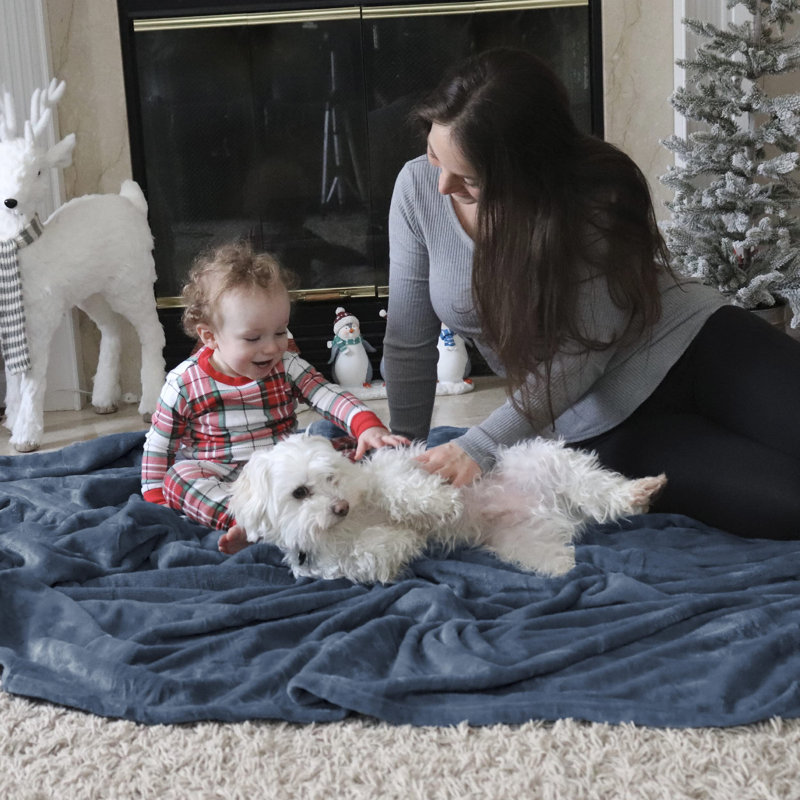 Cozy Winter Collection Bedsure Fleece Blanket 300GSM For Couch, Sofa, Bed, 150cm x 130cm, Grey Blue