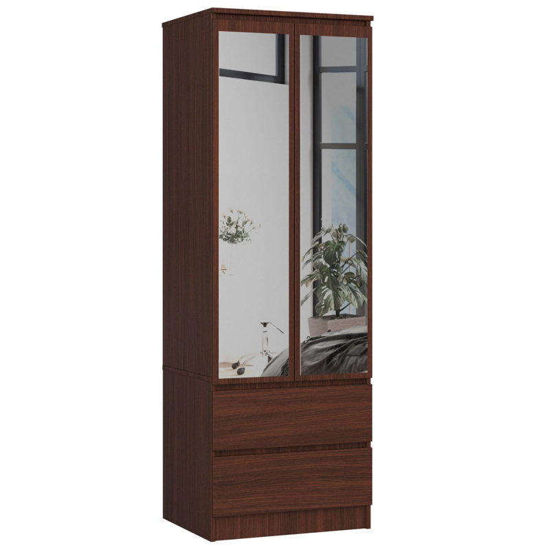Rennick 2 Door Manufactured Wood Wardrobe, Biała/Lustro
