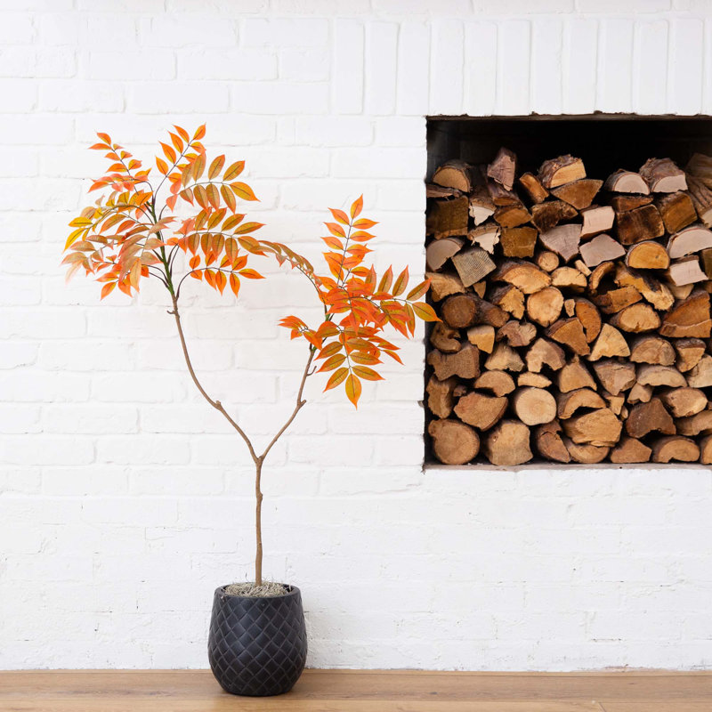 Artificial Sumac Tree, 48" H x 23" W x 23" D, Orange