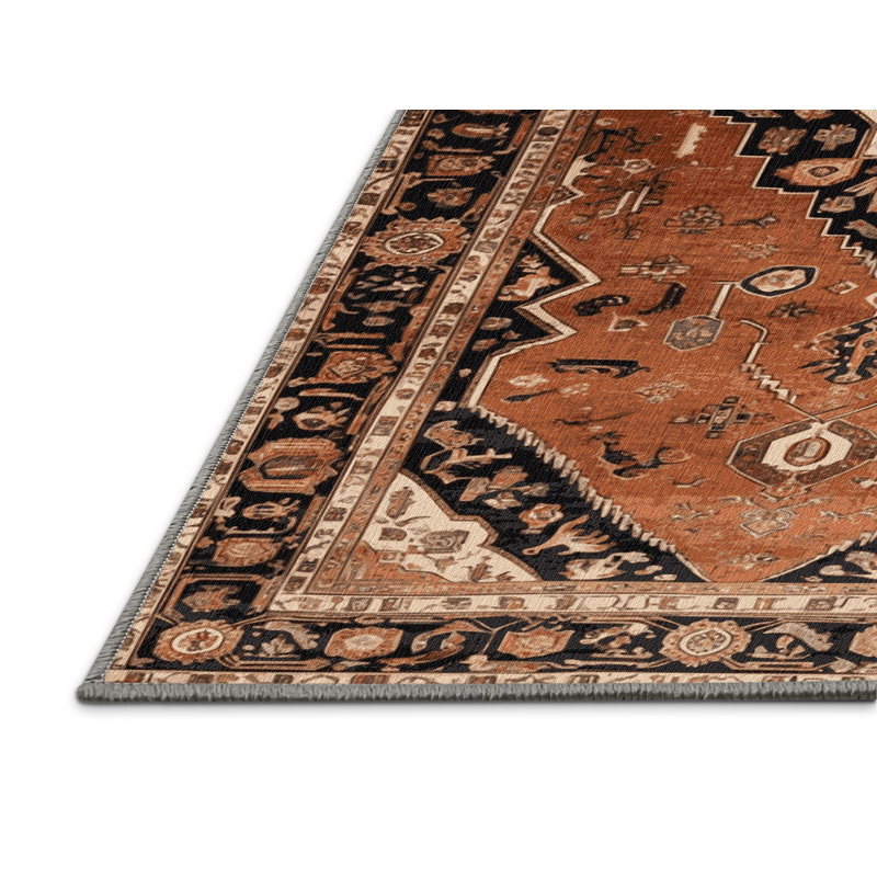 Tapis brun lavable à la machine, Carré 7 pi