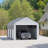 10 Ft. W x 16 Ft. D Heavy-Duty Metal Carport with Galvanized Roof & Fabric Walls, Solar Light, All-Weather Outdoor Canopy Shelter Rated 35psf Snow/100mph Wind-122760500