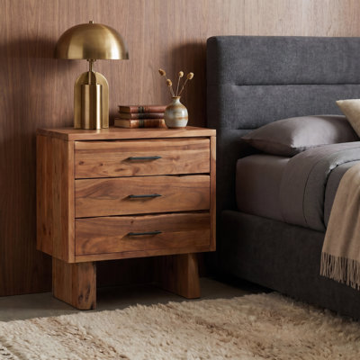 Frausto 3-drawer Live Edge Solid Wood Nightstand