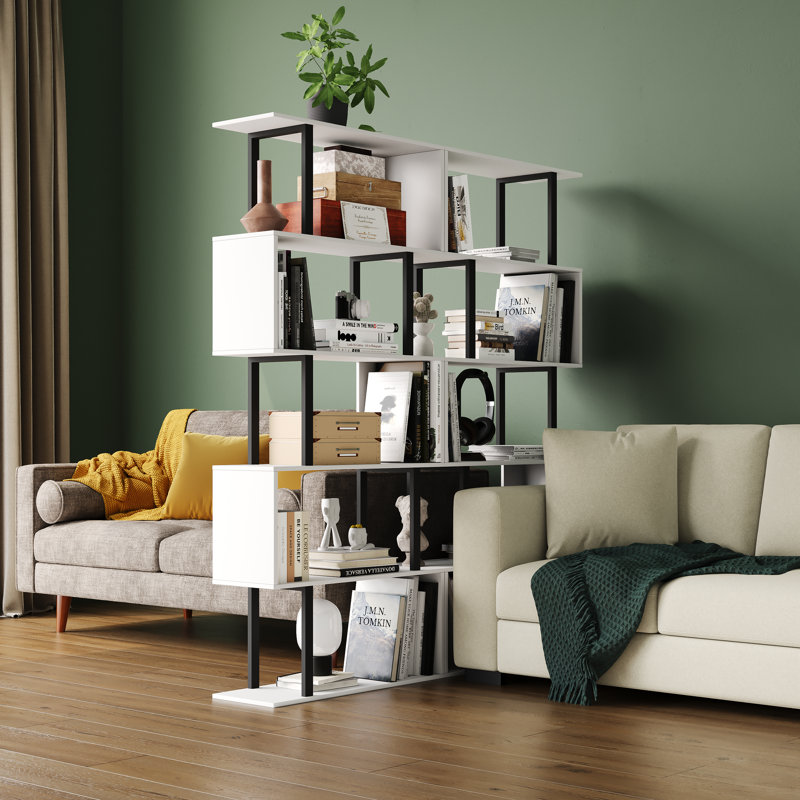 Nabaa Stylish Wooden Room Divider With Open Shelving For Modern Spaces, White