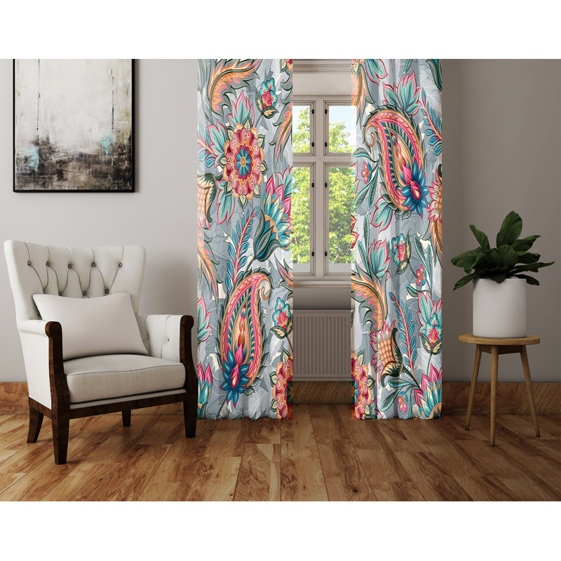 Panneaux de rideaux semi-transparents à motif floral, L 20 po x L 52 po