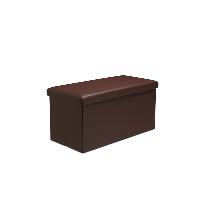Kynder 38cm Wide Faux Leather Rectangle Solid Colour Ottoman with Storage, Brown