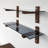 Modern Wall Shelf (2 Pieces), Walnut & Fume Color, 33.5 x 9.8 x 9.8 inches | 100% Tempered Glass, 0.3 inches Thick, 100% Solid Pine Wood Frame | Stylish & Functional Storage Solution for Home & Office-1604562891