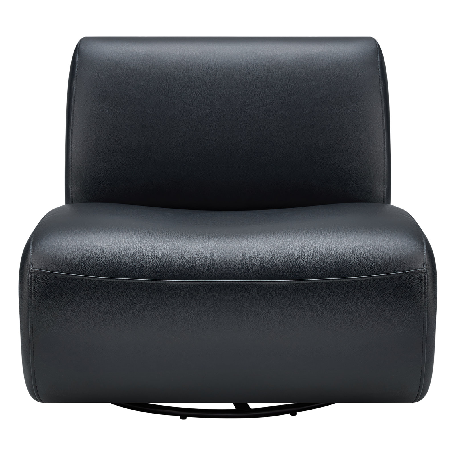 Nita 33'' Swivel Upholstered Accent Chair, Gray Genuine Leather