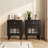 23"H Traditional Solid Wood Nightstand Set with Fluted Glass Doors, Storage Drawer-102430248-102430243