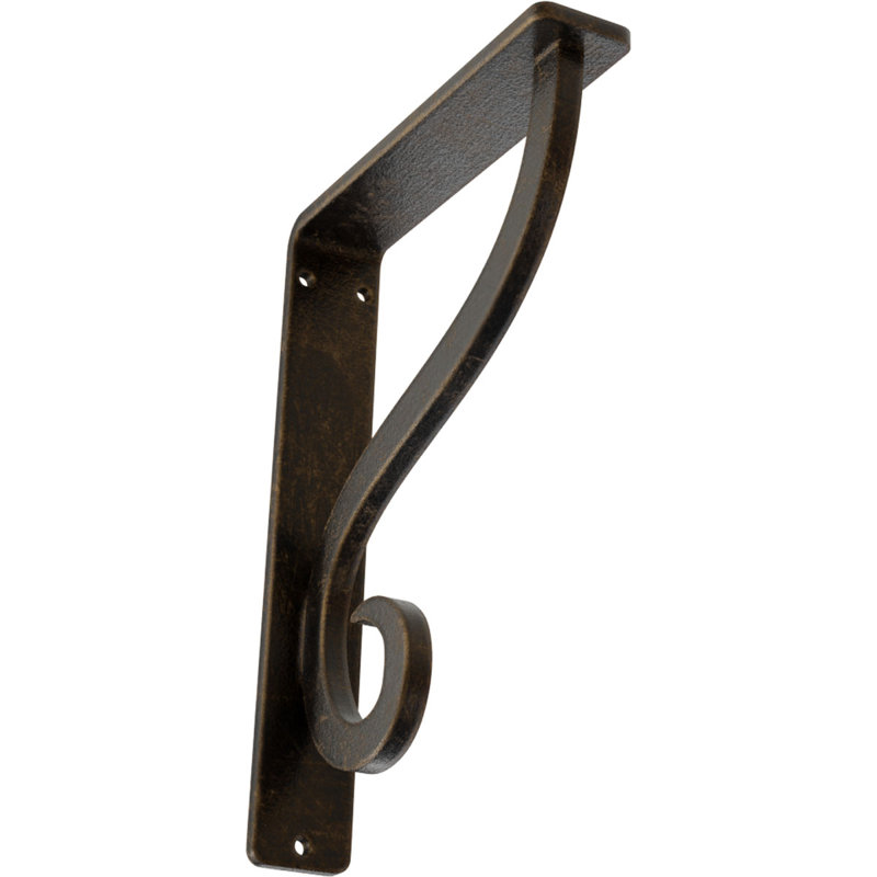 Support simple en fer forgé Ashford, Laiton antique, H 8 po x l 1,5 po x P 5,5 po