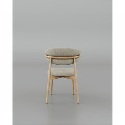 Set of 2 Solid Ash Wood Dining Chairs, Mid-Century Modern Hardwood Kitchen Side Chairs with Upholstered Seat and Ergonomic Curved Backrest, Japandi St
