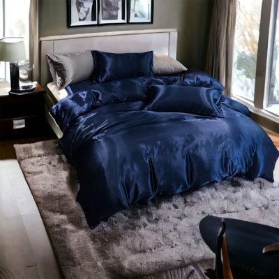 Silk Like Satin Duvet covers soft Lightweight 3 Pieces Silky Bedding with Zipper Closure