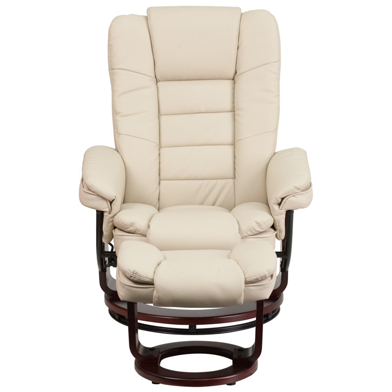 Shebeen Faux Leather Swivel Recliner, Beige Faux Leather
