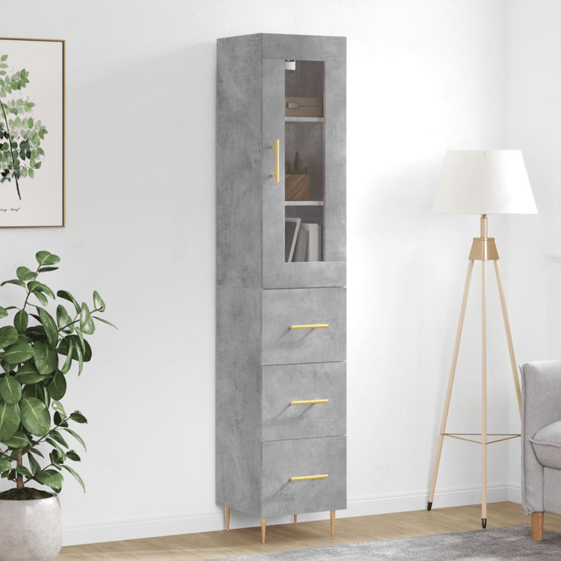 Jona Display Cabinet, Concrete Grey