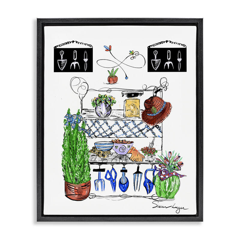 Cadre flottant Spring Gardening, par Susan Lugar, H 31 po x l 25 po, Cadre flottant noir de jais