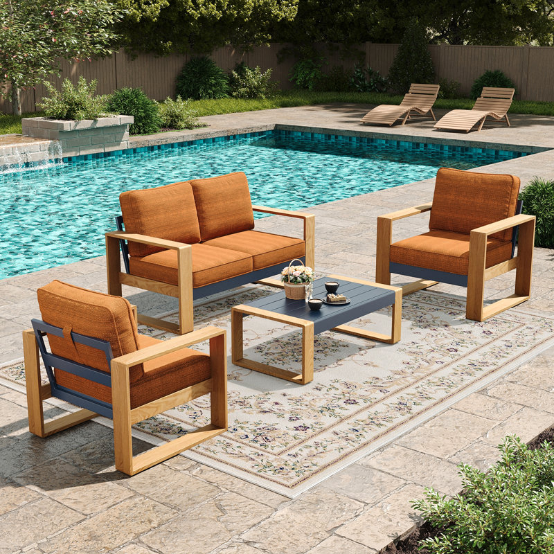 137.9cm Wide Loveseat with Cushions, Orange