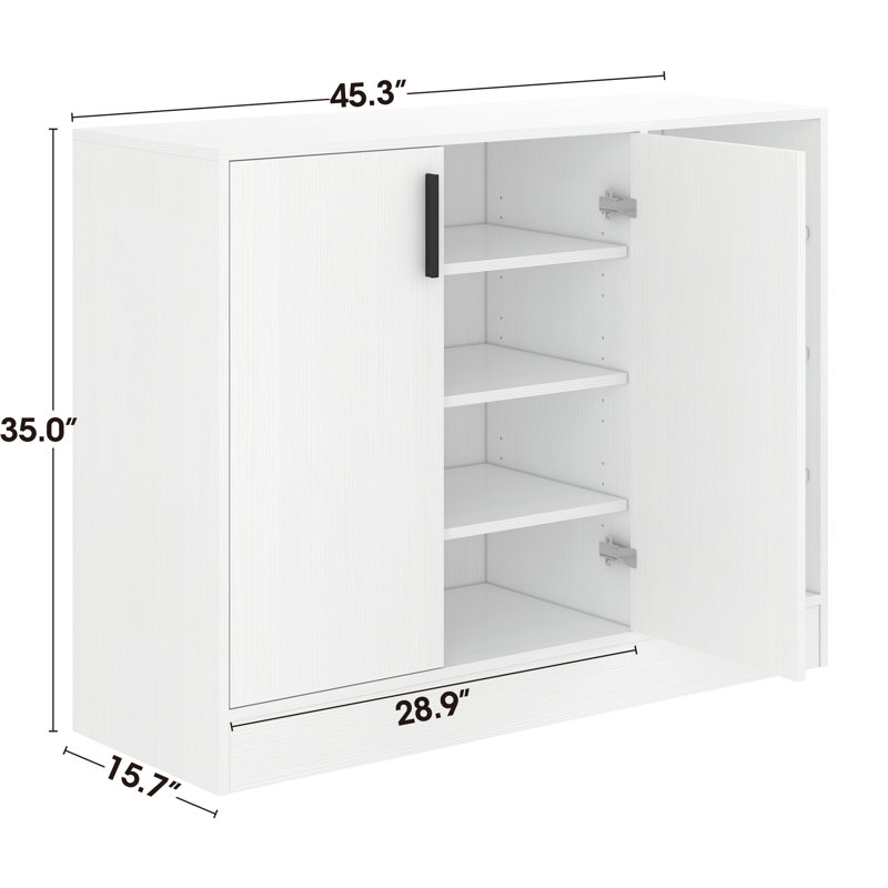 Latitude Run® Shoe Cabinet, 4-Tier Shoe Rack With Doors And Open Storage Shelf FSSR021, Ivory White