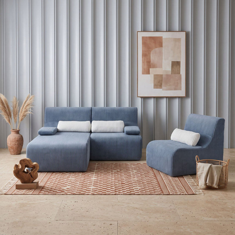 Canapé modulaire modulaire Corduroy, Blue