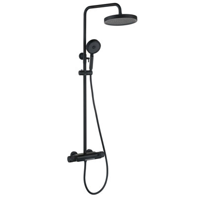 Ensemble de douche thermostatique à trois fonctions avec robinet de baignoire, pomme de douche à main à trois réglages avec valve brute