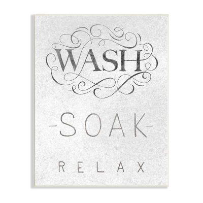 "Vintage Boutique Wash Soak Relax Bathroom Typographie" par Nina Pierce, impression sur toile