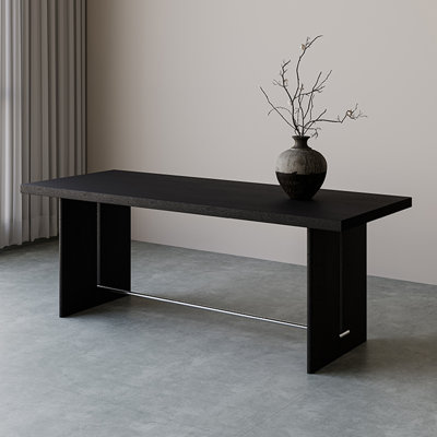 62.99" Black Rectangular Solid wood Butterfly Leaf Dining Table