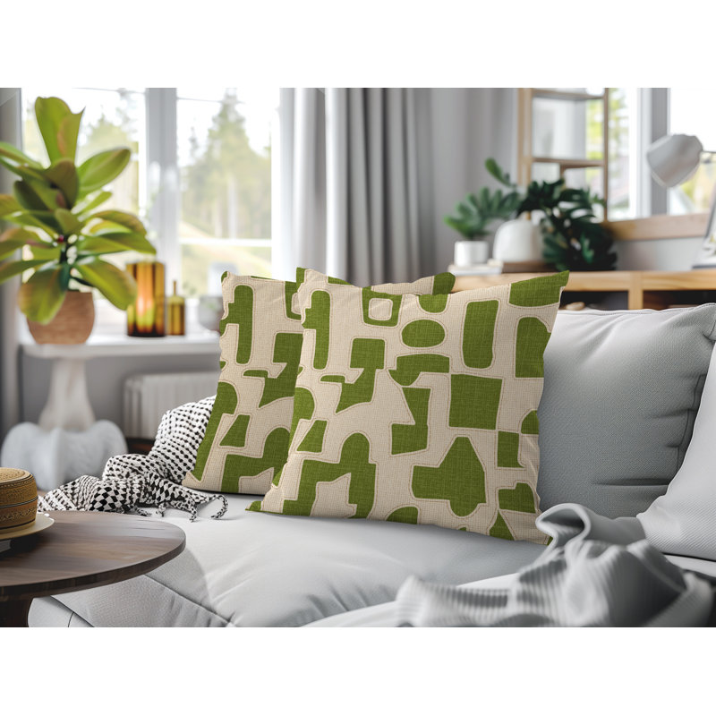 Coussin intérieur / extérieur réversible Jara, Vert, 16x16