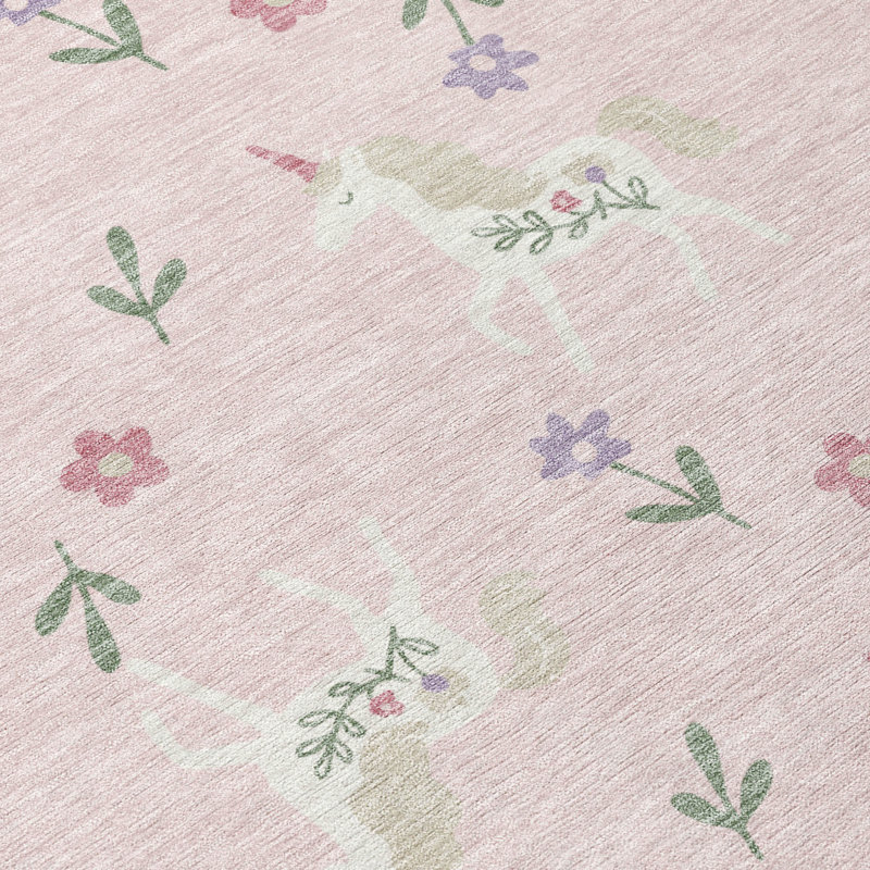 Tapis intérieur / extérieur lavable à la machine pour enfants ACN2657, Pink, 2 pi 6 po x 3 pi 10 po