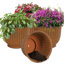 Pot de fleurs d'extérieur rond en métal 14,75 po x 14,75 po x 11,25 po Ralena de Brun - ensemble de 4-199299470-199299469