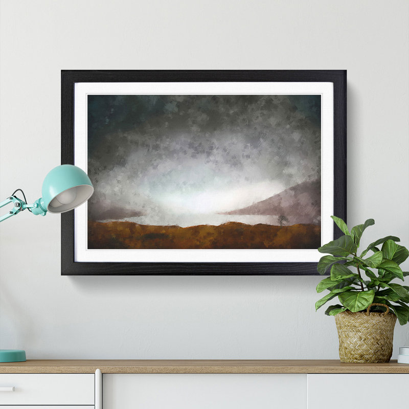 View of Stirling in Scotland - Picture Frame Painting Print, Black Framed, 45cm H x 63cm W x 2cm D