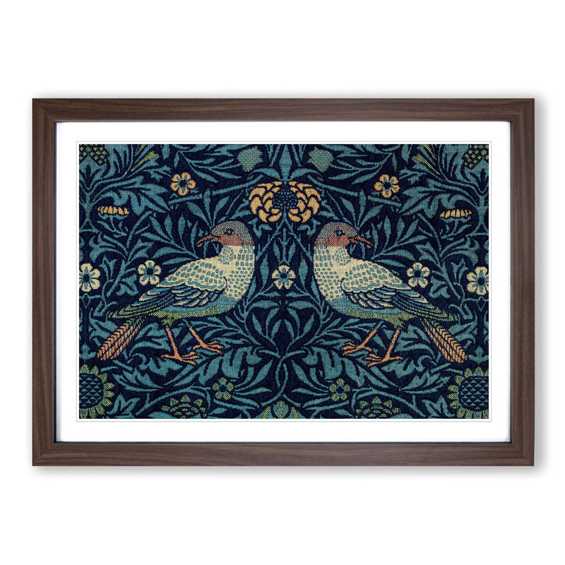 Flowers and Birds Pattern by William Morris - Picture Frame Graphic Art Print on MDF, 36cm H x 48cm W x 2cm D, Walnut Framed
