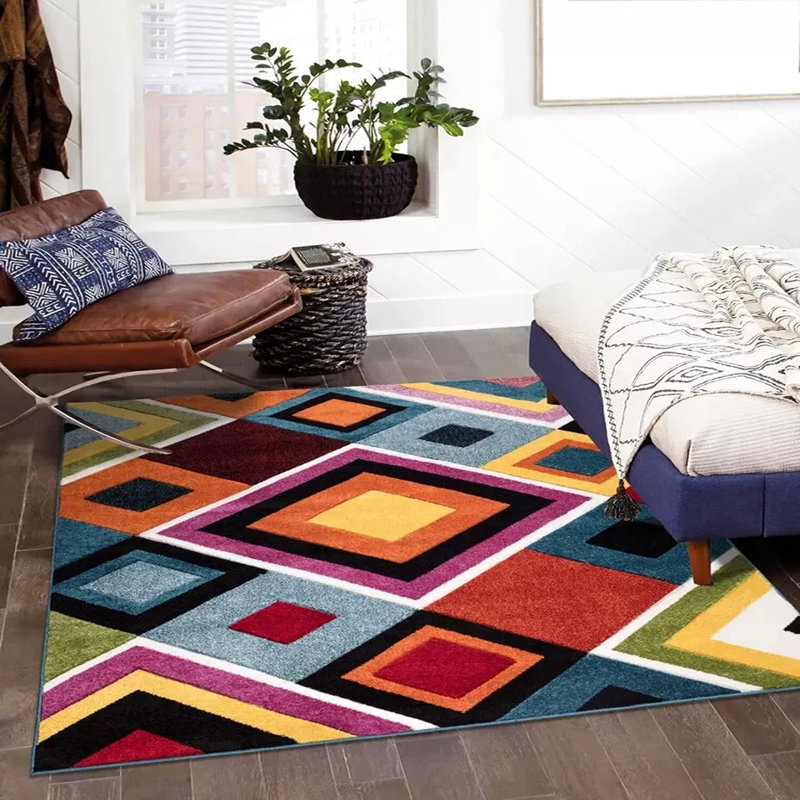 Box Pattern Polypropylene Rug & Runner – High Traffic, Heavy Duty Area Carpet, Rectangle 80 x 150cm