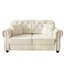 Canapé Chesterfield de 63 pouces en velours avec garniture cloutée, accoudoirs roulés et capitonnage à boutons, comprend 2 coussins, beige / blanc-1290478770