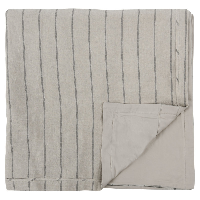 Eberly Striped Linen Duvet Cover, King Duvet Cover, Ivory