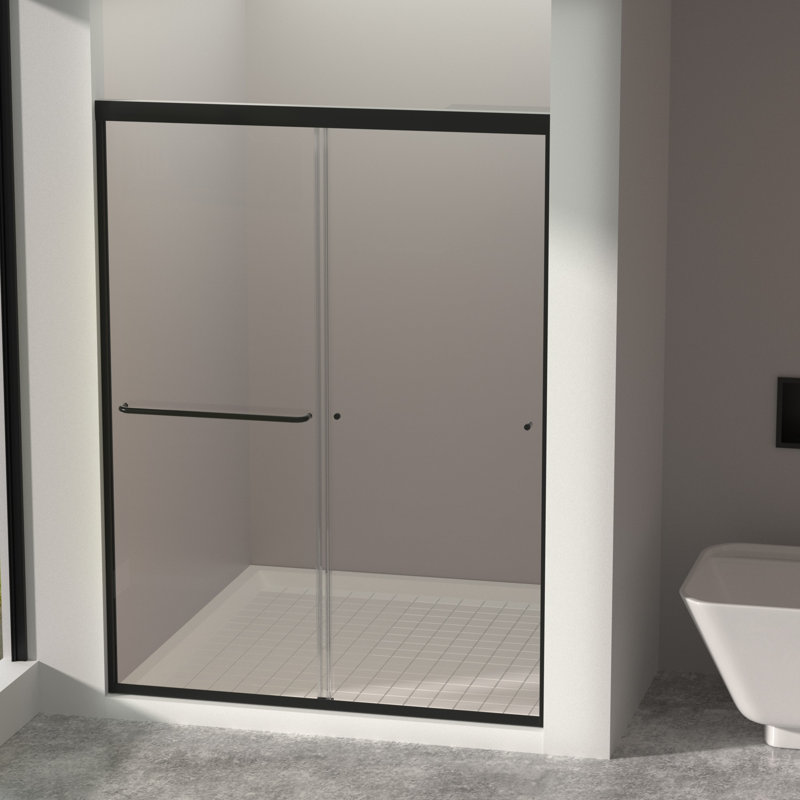 72" H Double Sliding Framed Shower Door with 1/4 inch. Clear Tempered Glass, 54" W