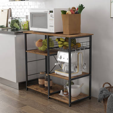 4-Tier Kitchen Microwave Storage Rack with Metal Shelves - Costway