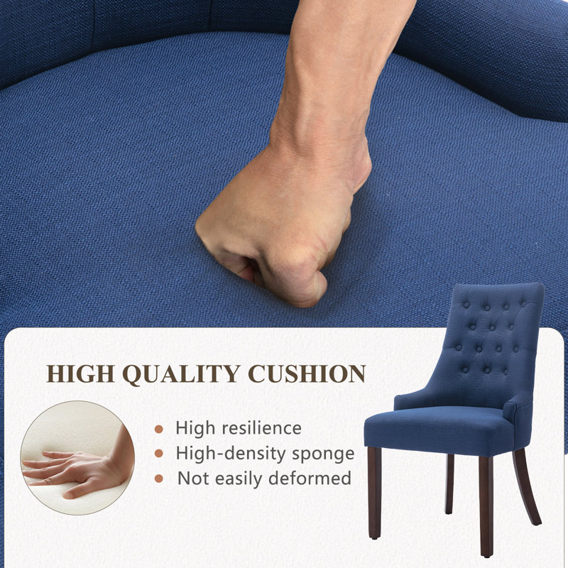 51cm H Tufted Fabric Upholstered Side Chair, Blue