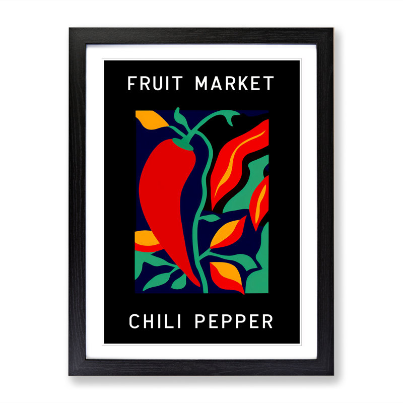 Red Chili Pepper Fruit Market Exhibition Vol.2 - Single Picture Frame Print on Wood, 34cm H x 25cm W x 2cm D