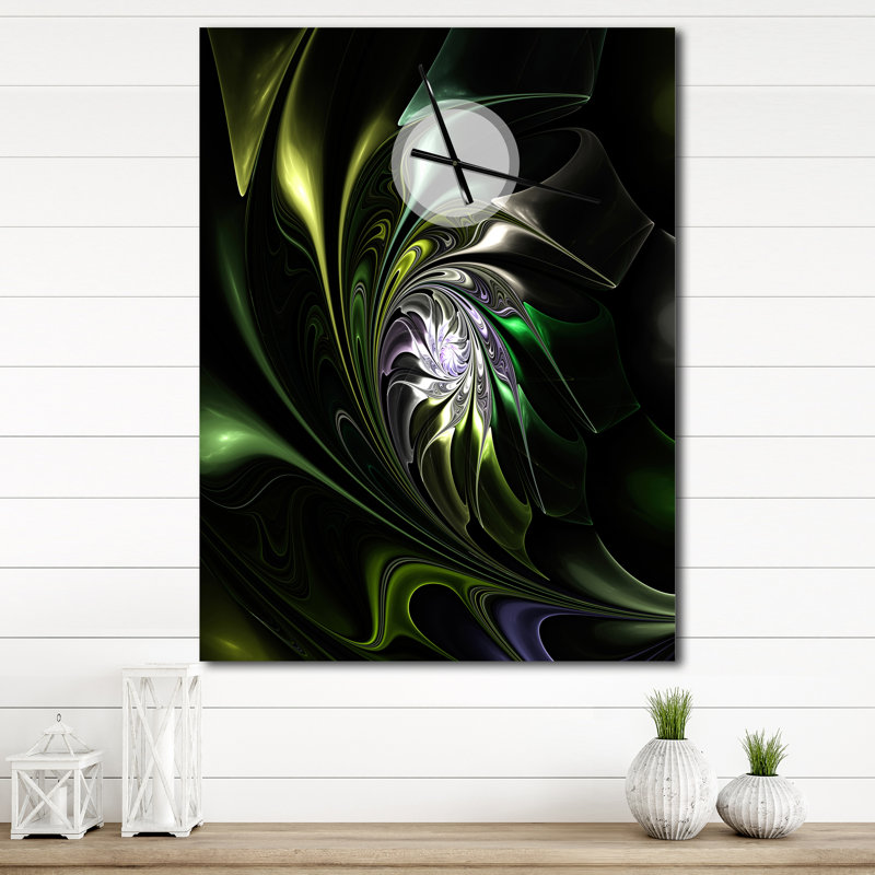 Vitrail multicolore vert - horloge murale moderne, H 32 po x l 24 po x P 1 po