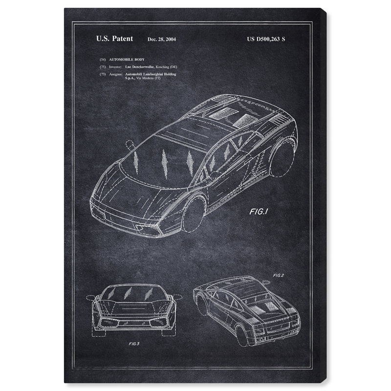 Lamborghini Gallardo par Oliver Gal - reproduction de dessin sur papier, H 36 po x l 24 po x P 0,75 po, Toile tendue