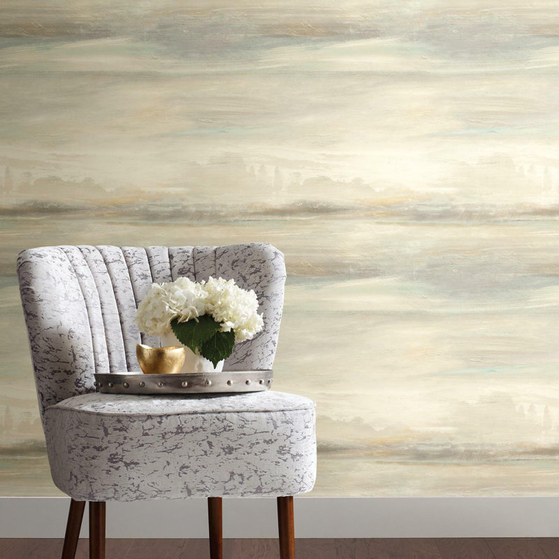 Rouleau de papier peint adhésif lisse L 20 pi x l 27 po, Bleu / beige
